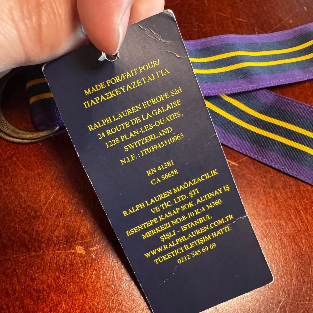 Polo Ralph Lauren Purple Navy and Yellow Striped Belt - Picture 3 of 8